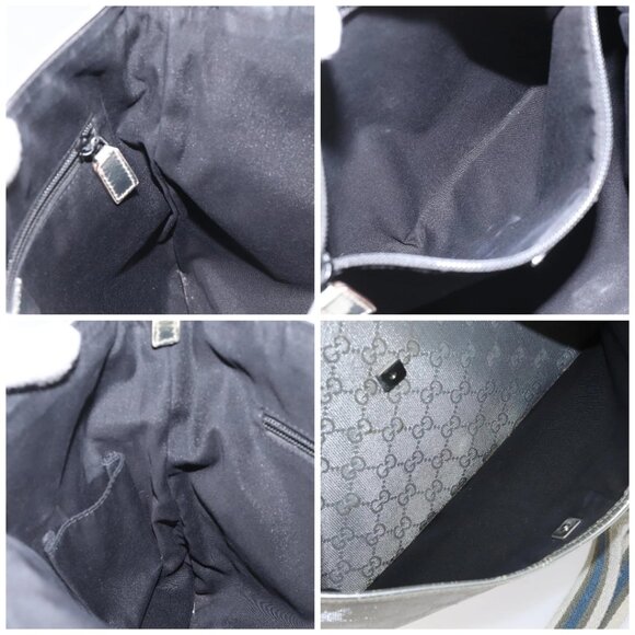 GUCCI GG Canvas Shoulder Bag Silver Blue 145857 Auth 110391 - Picture 16 of 16